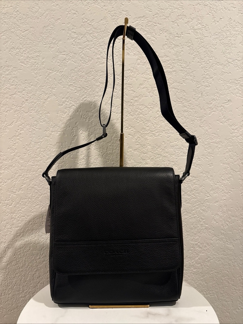 Coach Houston Map Black Leather Crossbody Messenger Bag NWT - Picture 12 of 12